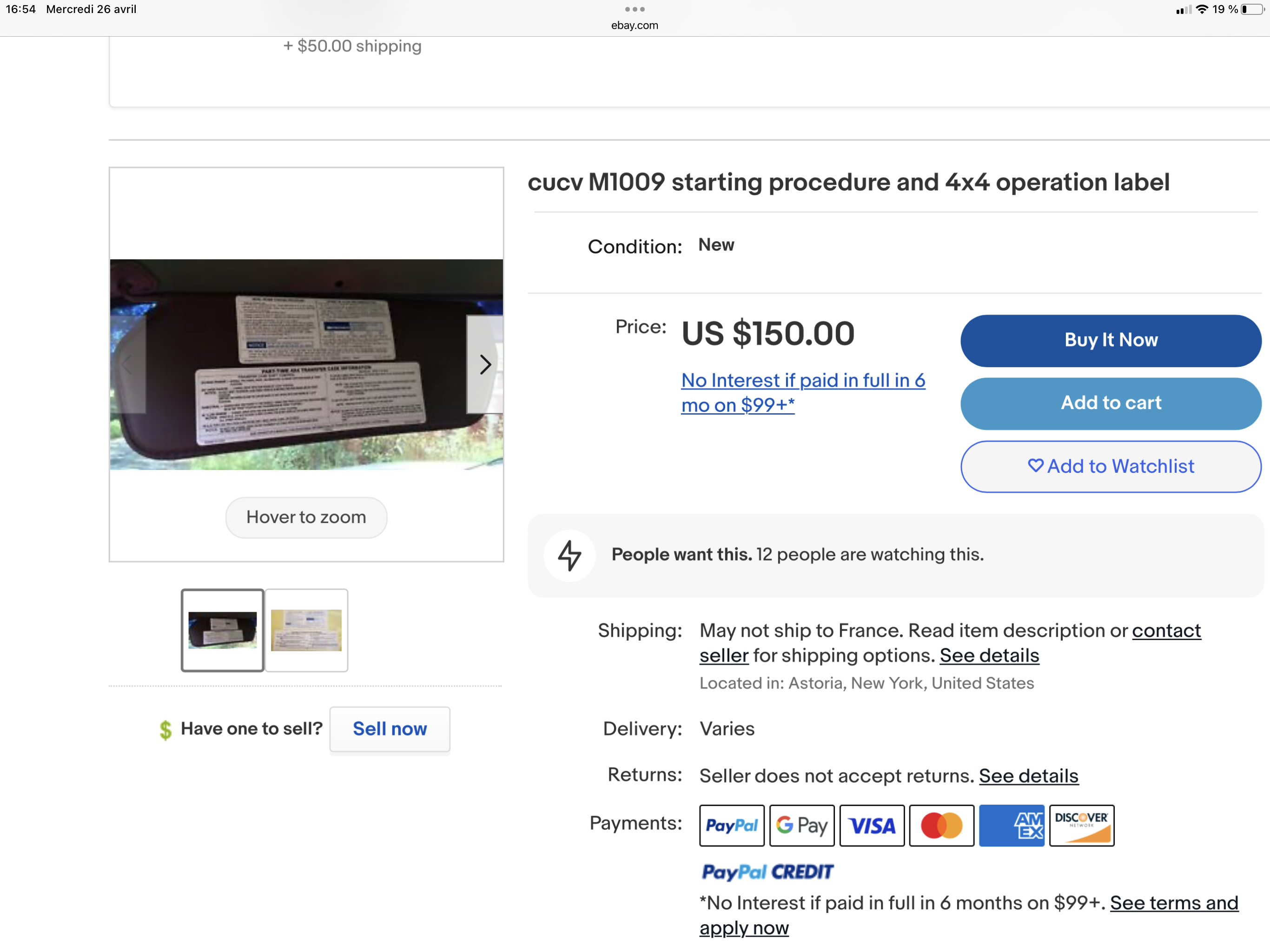 5- Tiens ils sont sur ebay ….150$ !!!!! Faut être fou ….